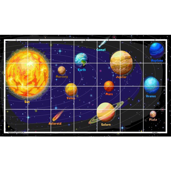Robotermatte "Unser Sonnensystem" für Bee-Bot, Blue-Bot und Cubetto